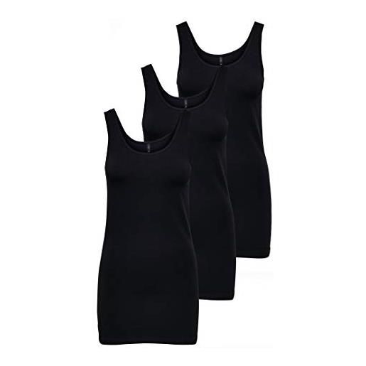 ONLY onllive love long tank noos top da donna, nero (3 x black), xs