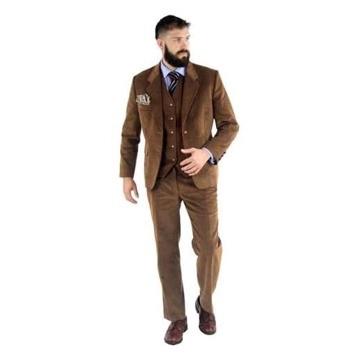 Lacoac uomo tre pezzi abito di velluto a coste monopetto bottone giacca gilet pantaloni set partito prom matrimonio