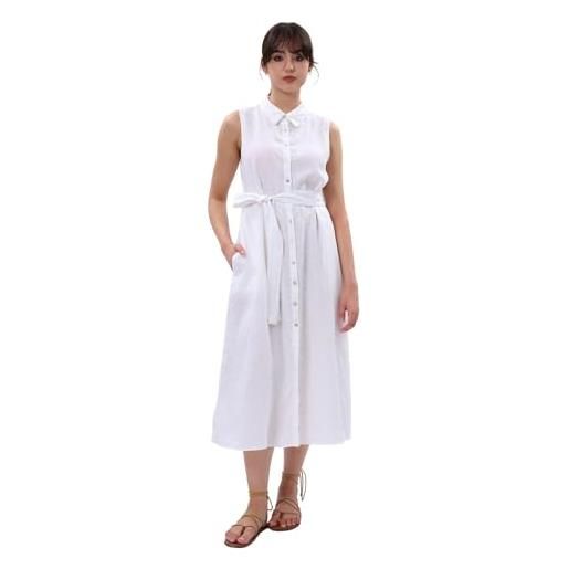 Amazhiyu abito lungo da donna in lino, maxi estivo senza maniche, elegante da spiaggia con tasche e cintura