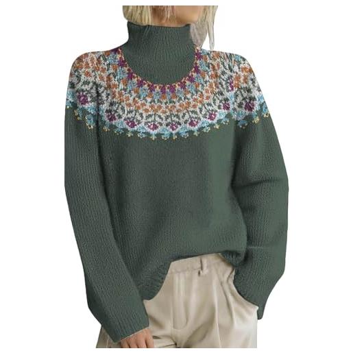 HOOUDO maglione donna invernale lupetto donna manica lunga maglione norvegese casual maglia dolcevita elegante maglia collo alto manica lunga pullover abbigliamento invernale 2025