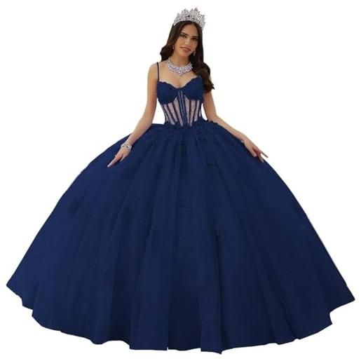 Fuomomo abiti stile quinceanera con spalline sottili abito scollo a cuore applicazioni in pizzo scintillanti in tulle per adolescenti mt041