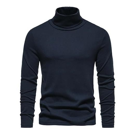 Generic maglione da uomo a collo alto, slim fit, lavorato a maglia, a maniche lunghe, caldo, a collo alto, invernale, casual, lavorato a maglia, marina militare, xl