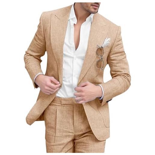 Generic completo da uomo leggero a due pezzi, estivo, slim fit, composto da blazer e pantaloni, ideale per occasioni di lavoro e cerimonie. 