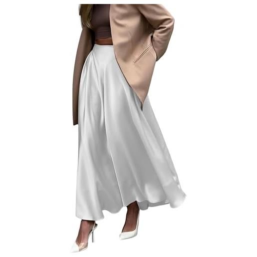 MGizo DtiSpectrum gonna lunga elegante in raso a vita alta da donna con cintura elastica, maxigonna setosa adatta per matrimonio, cocktail party, affari