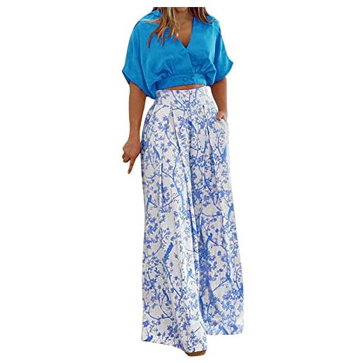 MJGkhiy donna elegante abito da sera in 2 pezzi moda canotta & pantaloni cerimonia elegante offerta vita alta a gamba larga suit leggera donna estiva