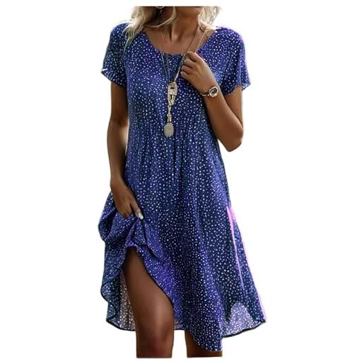 Generico abiti da donna manica corta scollo rotondo stampati - moda donna estate 2026 vestiti boho moda, vestito morbido casual dresses for women elegante unico