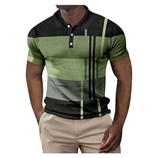Fulidngzg polo uomo cotone casual golf polo manica corta traspiranti taglie forti estiva polo slim fit leggero risvolto t-shirt scollo v manica corta tshirt elegante slim fit