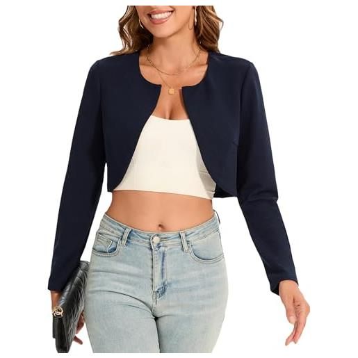 Hobrounn bolero da donna, elegante, aperto sul davanti, maniche lunghe, per abiti da sera