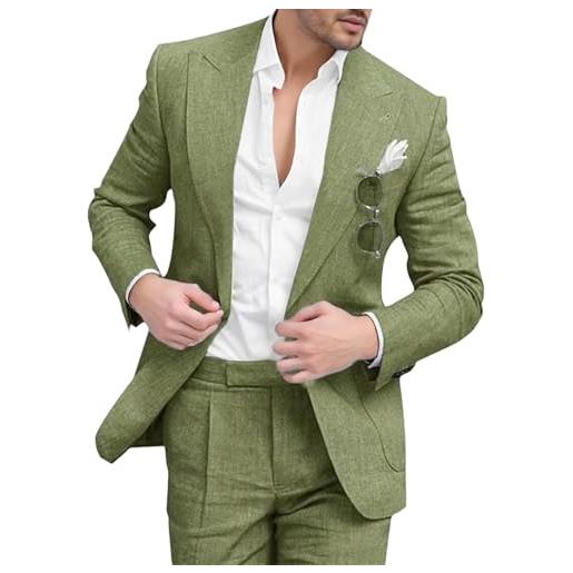 Generic completo da uomo leggero a due pezzi, estivo, slim fit, composto da blazer e pantaloni, ideale per occasioni di lavoro e cerimonie. 