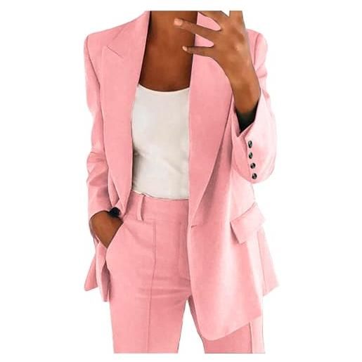 Generico tailleur donna da ufficio eleganti completo da lavoro in due pezzi taglie forti set blazer manica lunga bottone aperto pantaloni e giacca cappotti casual business per business e matrimoni