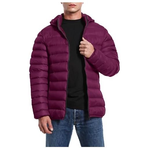 TMK piumino uomo primaverile autunnale con cappuccio 100 grammi art. 0081 (it, testo, m, regular, regular, viola)