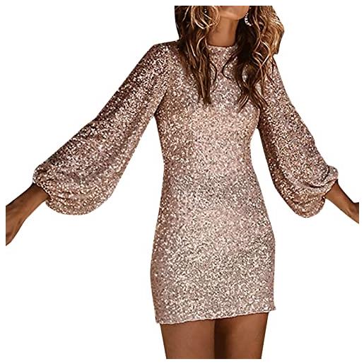 Kobilee abito paillettes donna corto maniche lunghe scollo a v abito da cerimonia sexy elegante cocktail vestito capodanno curvy da sposa vestiti taglie forti invernale vestito da sera abiti vintage