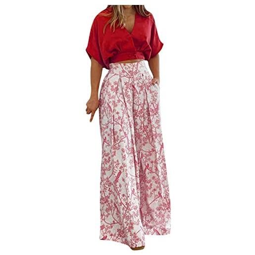 MJGkhiy donna elegante abito da sera in 2 pezzi moda canotta & pantaloni cerimonia elegante offerta vita alta a gamba larga suit leggera donna estiva