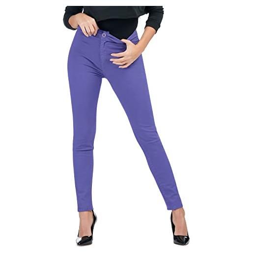 MAMAJEANS jeggings donna a vita alta, jeans comodo in cotone ultra elasticizzato, skinny fit - made in italy (l, very peri)