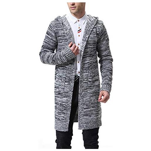 Wamvp maglia da uomo giacca manica lunga cardigan tinta unita maglione moda giacca con cappuccio pullover maglione camicia sportivo maglia invernale cappotto caldo