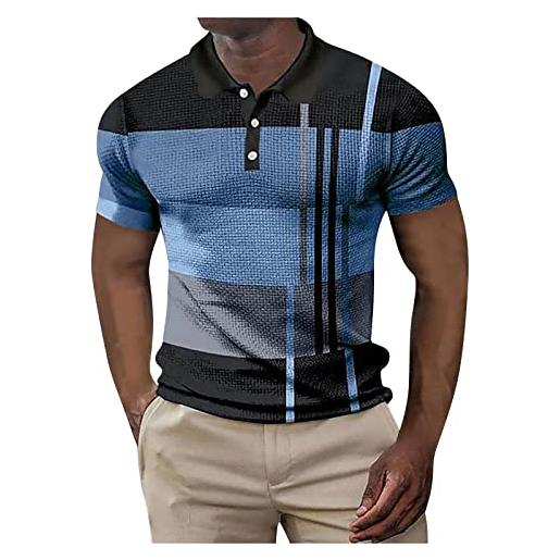 Fulidngzg polo uomo cotone casual golf polo manica corta traspiranti taglie forti estiva polo slim fit leggero risvolto t-shirt scollo v manica corta tshirt elegante slim fit