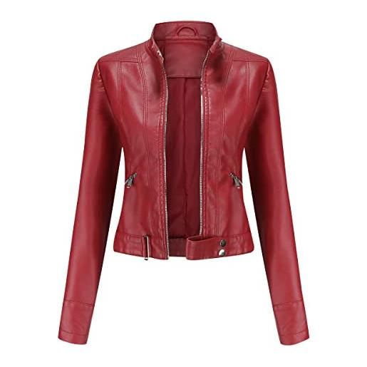 Peuignao giacca ecopelle donna corta giubbotto giubbino ecopelle donna giacca biker jacket donna giubbotto similpelle faux leather jacket donna giacche ecopelle giacca bikers finta pelle sintetica donna curvy