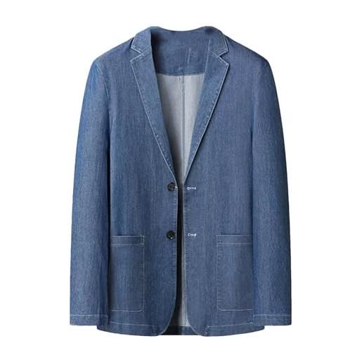 Generic moda casual business uomo blazer denim giacca slim fit partito viaggio cowboy suit blazer, blu scuro, 4xl