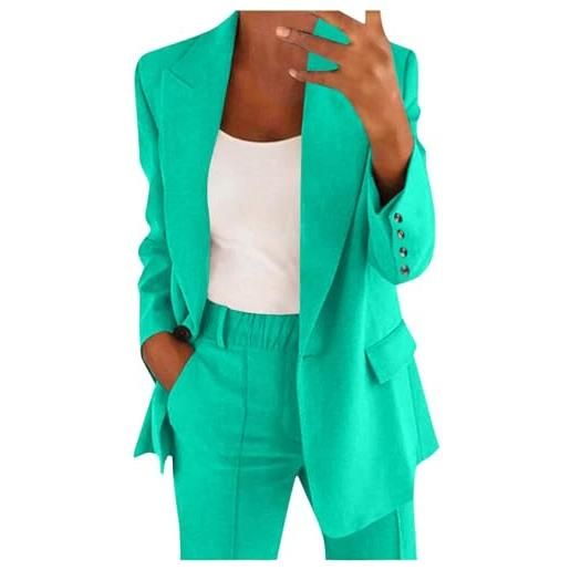 HEONSATI abito taglie forti donna abito ufficio aperto davanti colletto eleganti set due pezzi manica lunga matrimonio tuta da lavoro blazer e pantalone tailleur da cocktail business per sera party