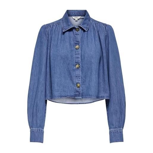 ONLY shirt onlsienna ls dnm-maglietta qyt, media blu denim, l donna