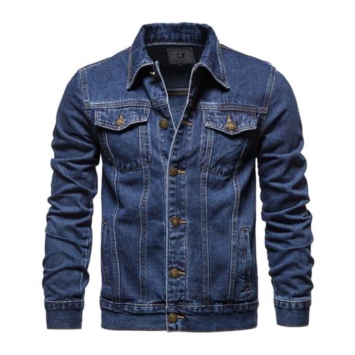 Btmpmcs giacche di jeans da uomo the trucker giacca classic retro vintage giubbotto in cotone lapel cappotto da lavoro casual giubbino jeans giacca in denim per capispalla fotografia biker moto