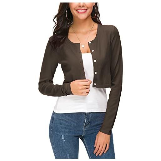 EXCHIC eevass donna elegante maniche lunghe breve coprispalle bottoniera girocollo maglia cardigan