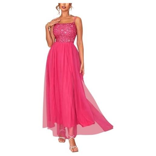 Onsoyours vestiti da cerimonia tracolla regolabile scollo a v con paillettes tulle lunghezza del piano da donna a rose rosso s