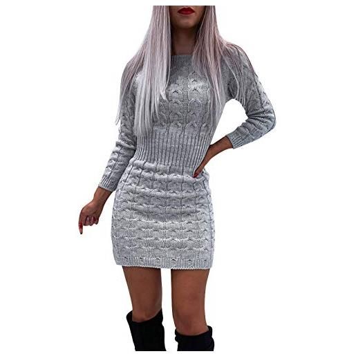 Fulidngzg vestito invernale donna cerimonia sexy maglia tubino cotone maniche lunghe morbido abito mini abiti corto vestiti curvy
