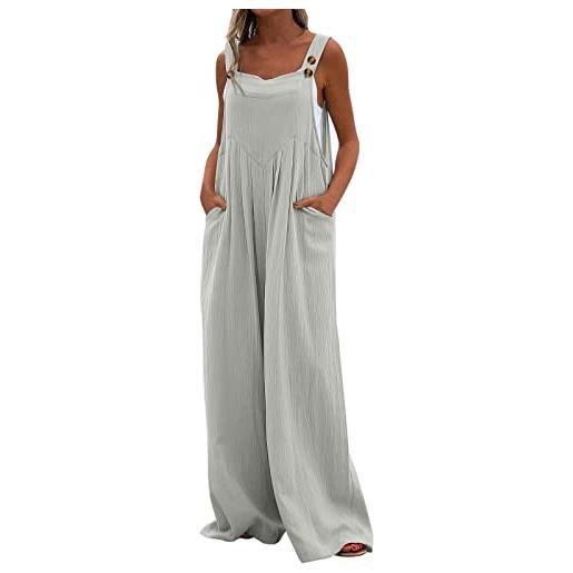 Generico salopette donna moda estiva curvy pantaloni leggeri pettorina quotidiani elegante tuta da lavoro comodi multitasche salopettone taglie forti casual jumpsuit baggy sciolti abbigliamento larghi