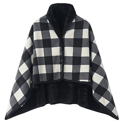 WINKEEY poncho delle donne, mantello caldo invernale, maglia cape cardigan per le donne, wrap open front cape, coperta calda invernale, coperta in pile spessa