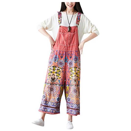 Youlee donna pantaloni larghi denim salopette tutine pantaloni