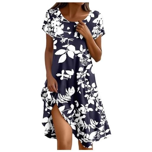 RYTEJFES vestiti donna estivi vestito donna estivo abito curvy lungo eleganti prendisole tubino primaverile elegante caftano lino corto anziana abiti lunghi cotone summer a mezze maniche xl corti fresco moda