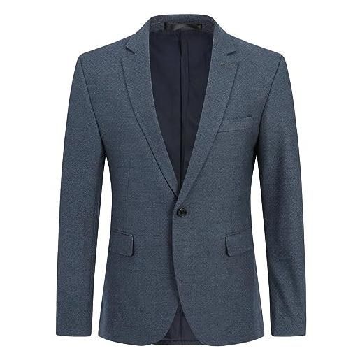 Allthemen blazer a scacchi da uomo blazer slim fit a un bottone giacca da lavoro da uomo formale business 09# blu xl