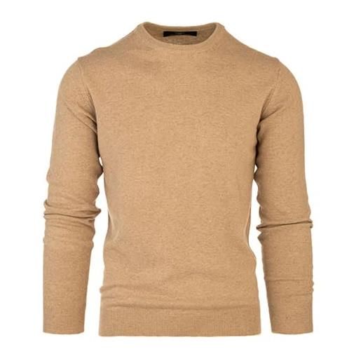 Cashmere Zone-girocollo maglione uomo pullover invernale manica lunga invernale caldo in 5% cashmere 25% lana, 30% viscosa e 40% poliamide (xl, marrone pastello)