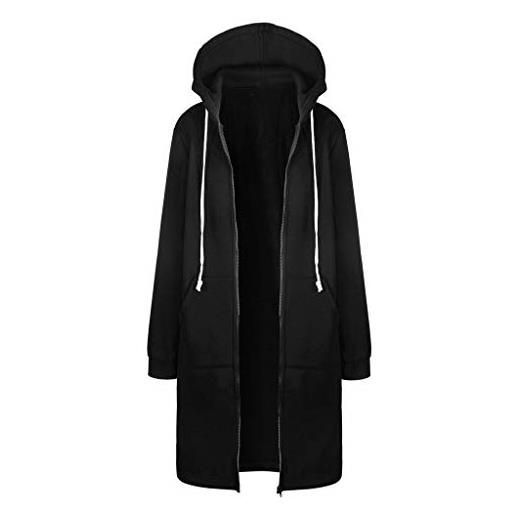 AMDOLE felpa da donna con cappuccio e zip intera, giacca lunga in pile uk da donna autunno inverno cappotti alla moda oversize felpe con cappuccio foderate in pelliccia sintetica capispalla cardigan