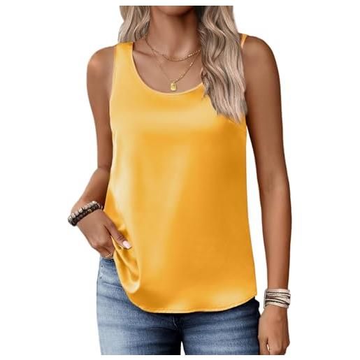 Zeagoo canotte in raso di seta per le donne con scollo rotondo senza maniche camisole top 2025 camicette base estive