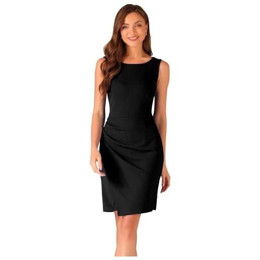 Allegra K tubino donna elegante senza maniche vestito ufficio lavoro aderente scollo barca increspato