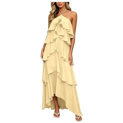MaNMaNing abito lungo donna chiffon stampa floreale elegante maniche lunghe formale sera festa matrimonio ospite leggero traspirante abito elegante donna primavera estate