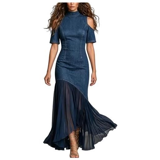 MaNMaNing abito donna scollato spalla maniche corte snellente in tulle estate party francese
