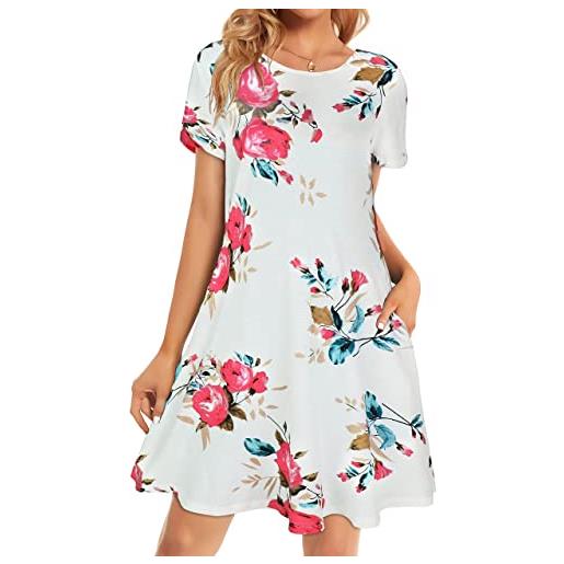 elescat abito estivo da donna casual senza maniche, prendisole da spiaggia, abito a maglietta e canotta, morbido con tasche, l