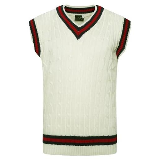 VEARZ® maglione da cricket da uomo senza maniche con scollo a v, tinta unita, lavorato a maglia, unisex, classico, per lavoro, ufficio, casual, maglione sportivo taglie forti uk s-2xl, crema, 2xl