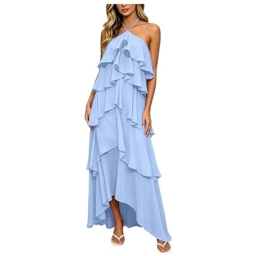 MaNMaNing abito lungo donna chiffon stampa floreale elegante maniche lunghe formale sera festa matrimonio ospite leggero traspirante abito elegante donna primavera estate