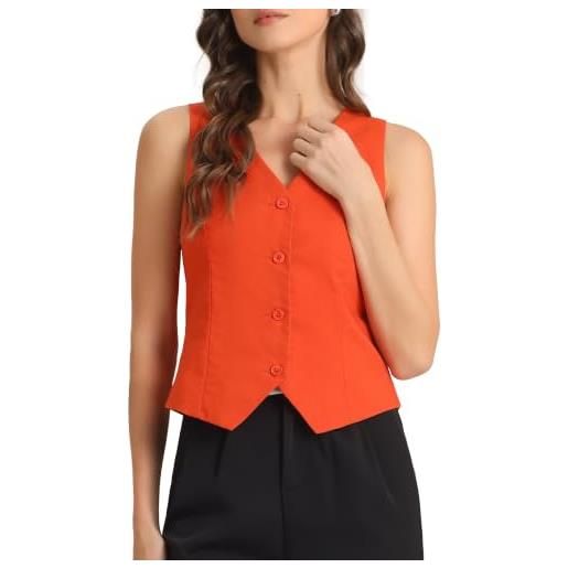Allegra K gilet donna estivo senza maniche bottoni scollo a v blazer
