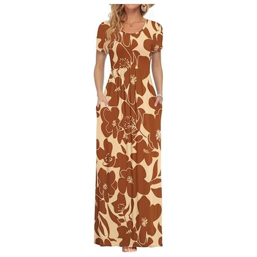 AUSELILY maxi abito per donna estate casual vestito a maniche corte per gonna lunga con tasche