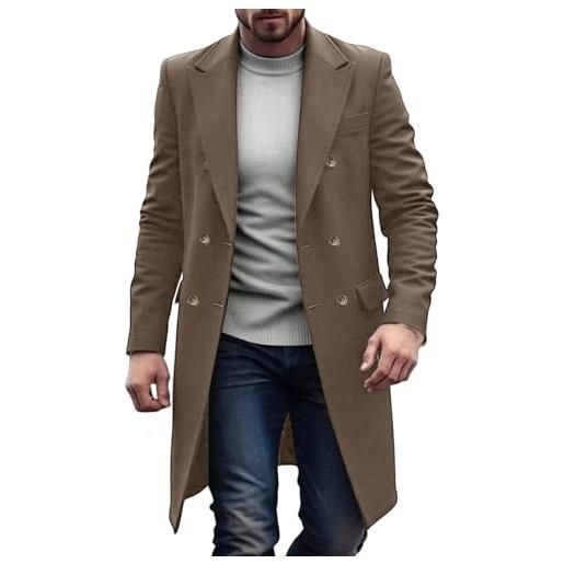 generic trench da uomo, cappotto lungo con colletto alto, giacca doppiopetto invernale, cappotto da uomo elegante, giacca da lavoro casual, cappotto medio-lungo con colletto a noce, caff, xxl