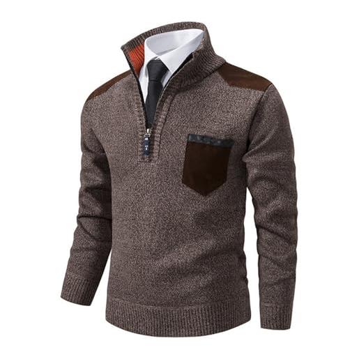 JENJON uomo maglione lavorato a maglia colletto alla cerniera pullover maniche lunghe in maglia grossa spessa autunno inverno