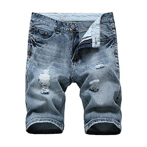 Tomwell pantaloncini di jeans da uomo pantaloni corti strappati con buco shorts casual estivo ragazzo pantaloncini in denim blu spiaggia bermuda tasche shorts a grigio blu s