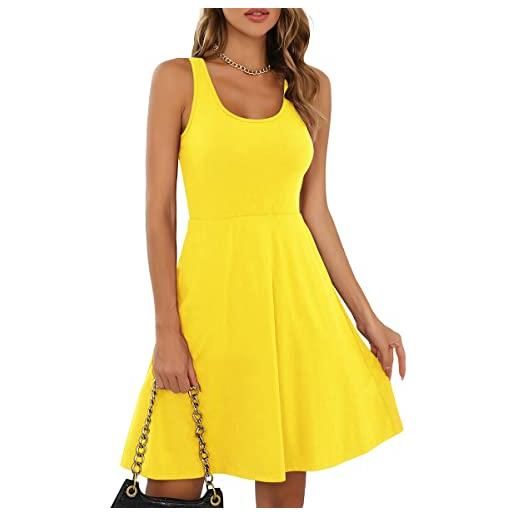 Missufe rockabilly - mini abito corto da skater, da donna, estivo, taglia xx, colore: giallo