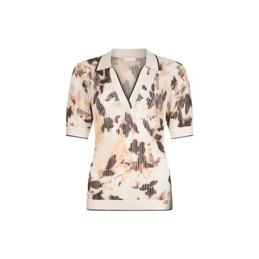 Liu Jo polo donna in maglia punzonata fantasia ta6286 (it, testo, m, regular, regular, brown shades)