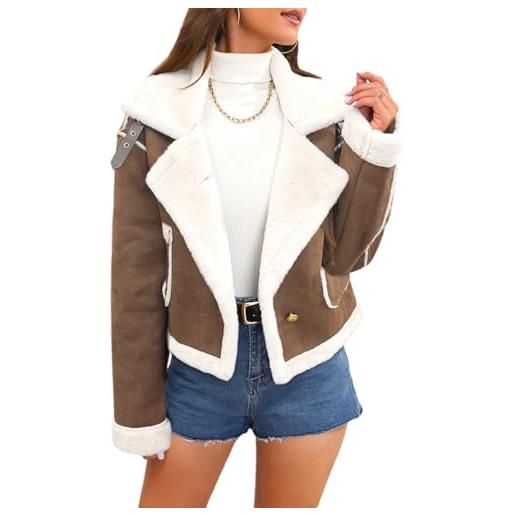 Onsoyours cappotto donna caldo giacca corta di peluche invernale casuale sciolto outdoor parka